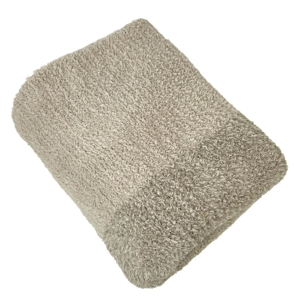 BAREFOOT DREAMS Luxe Heathered Stripe Throw Blanket NEW Tan CozyChic